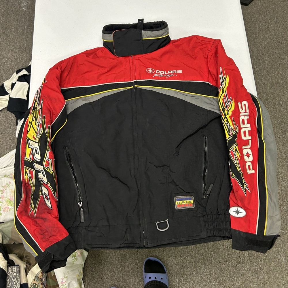 Polaris Racing Snowmobile Jacket Mens Large Red Black Pro Graphics DuPont E3